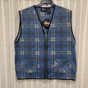 Impact NWT‎ Plaid Vest with Pockets Blue White Size L